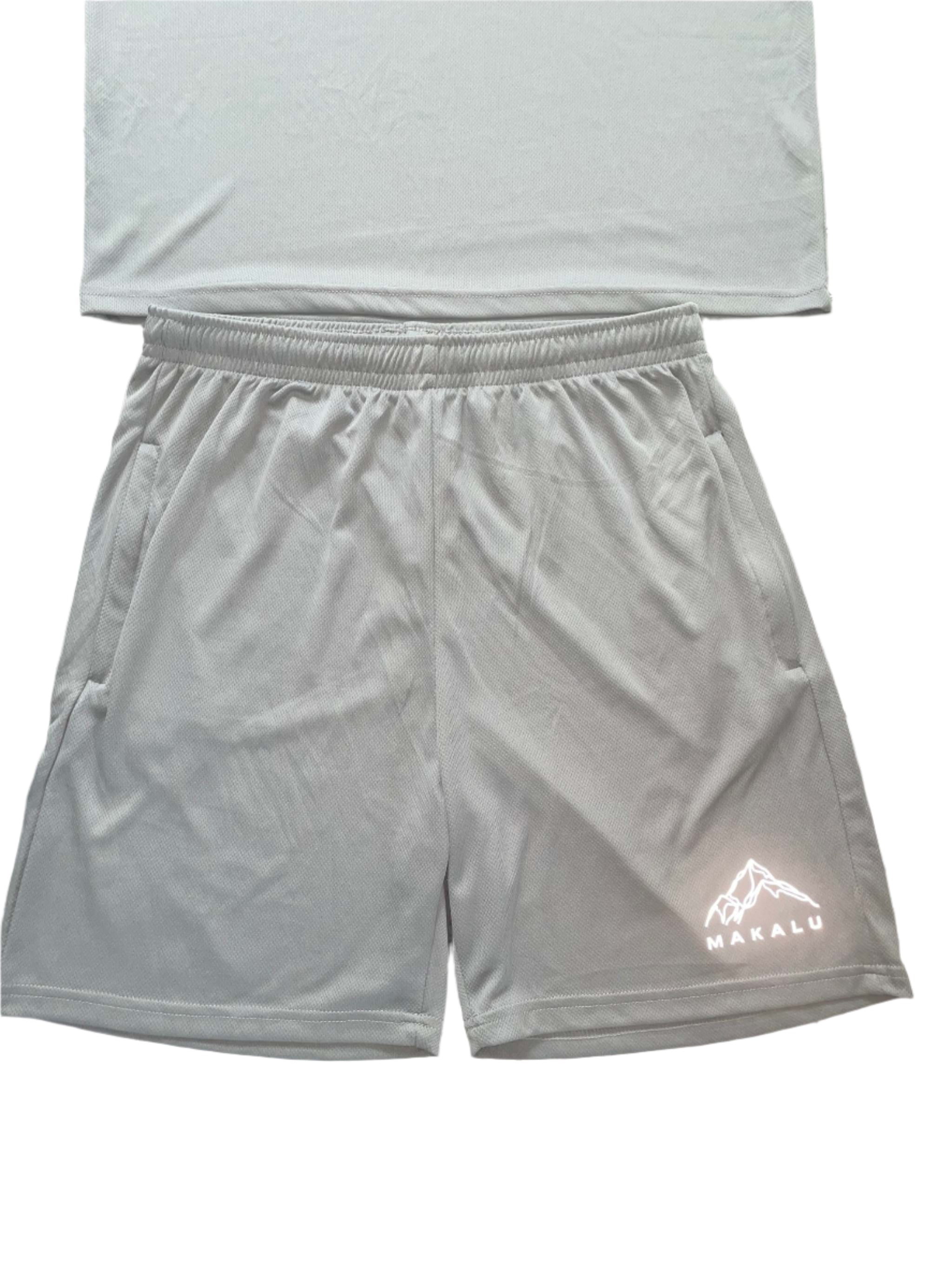 MaKalu Grey Activewear/Fitness T-Shirt and Short Set
