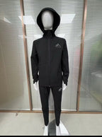 Black Phantom V2 tracksuit with hood and Makalu logo, full zip jacket and matching pants
