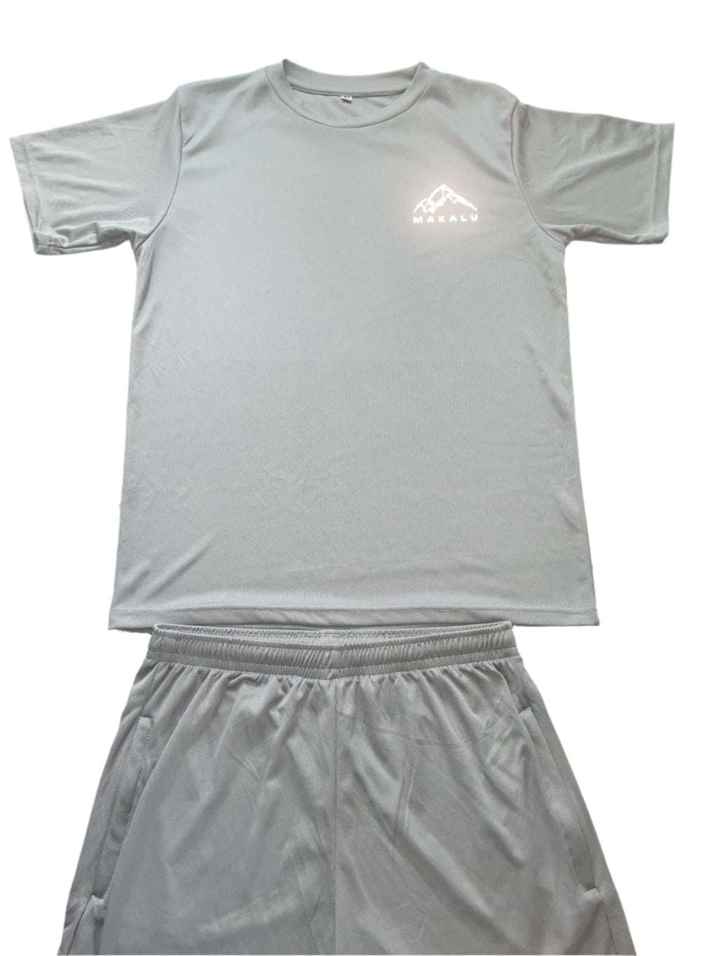 MaKalu Grey Activewear/Fitness T-Shirt and Short Set