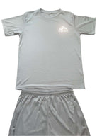 MaKalu Grey Activewear/Fitness T-Shirt and Short Set