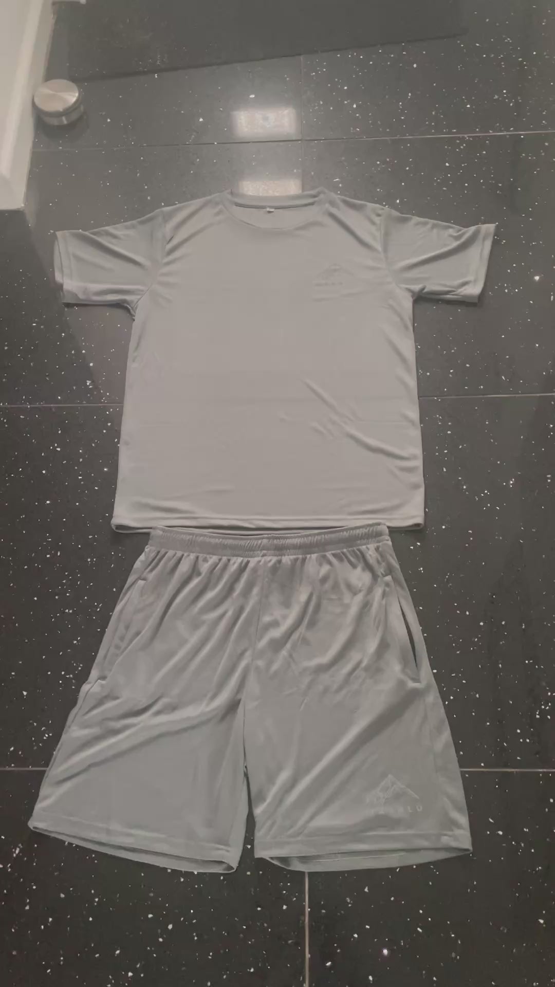MaKalu Grey Activewear/Fitness T-Shirt and Short Set